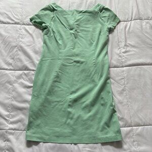 Banana Republic Womens Size 6 Dress Short Sleeve Green Stretch Knit Square Neck